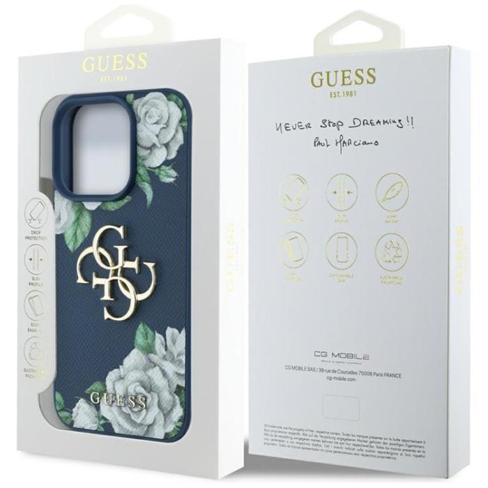 Guess - Guess iPhone 16 Pro Max Mobilskal Grained Roses Big 4G logo