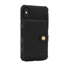 OEM - Anti-Drop Brushed Cloth Coated Skal Med Kortfodral till iPhone XS / X - Svart