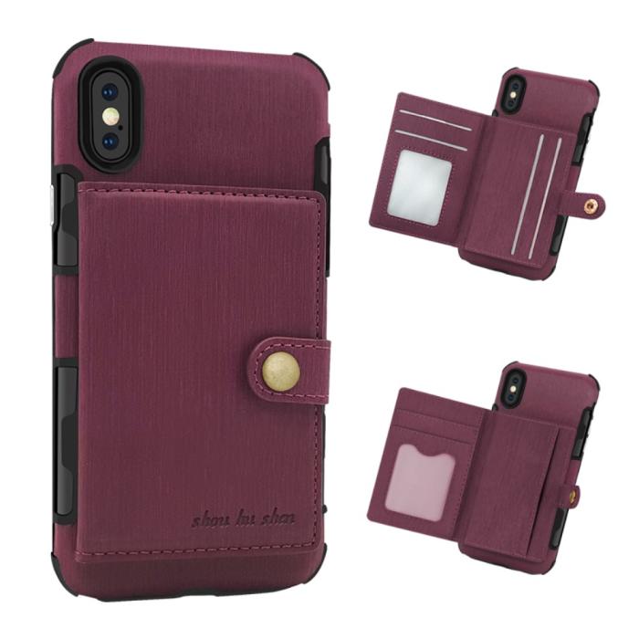 OEM - Anti-Drop Brushed Cloth Coated Skal Med Kortfodral till iPhone XS / X - Svart