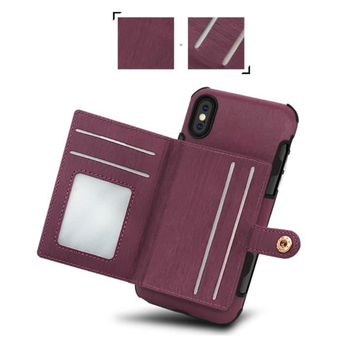 OEM - Anti-Drop Brushed Cloth Coated Skal Med Kortfodral till iPhone XS / X - Svart