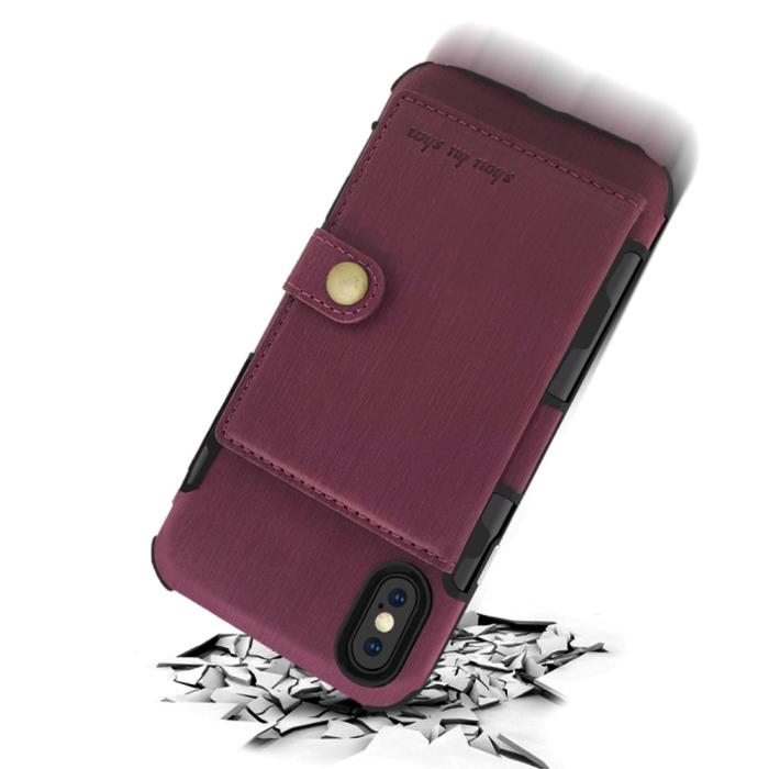 OEM - Anti-Drop Brushed Cloth Coated Skal Med Kortfodral till iPhone XS / X - Svart