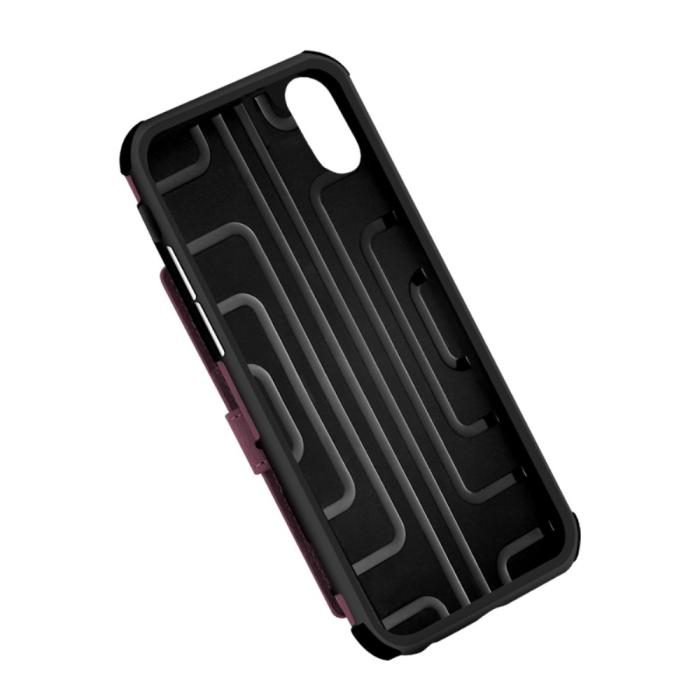 OEM - Anti-Drop Brushed Cloth Coated Skal Med Kortfodral till iPhone XS / X - Svart