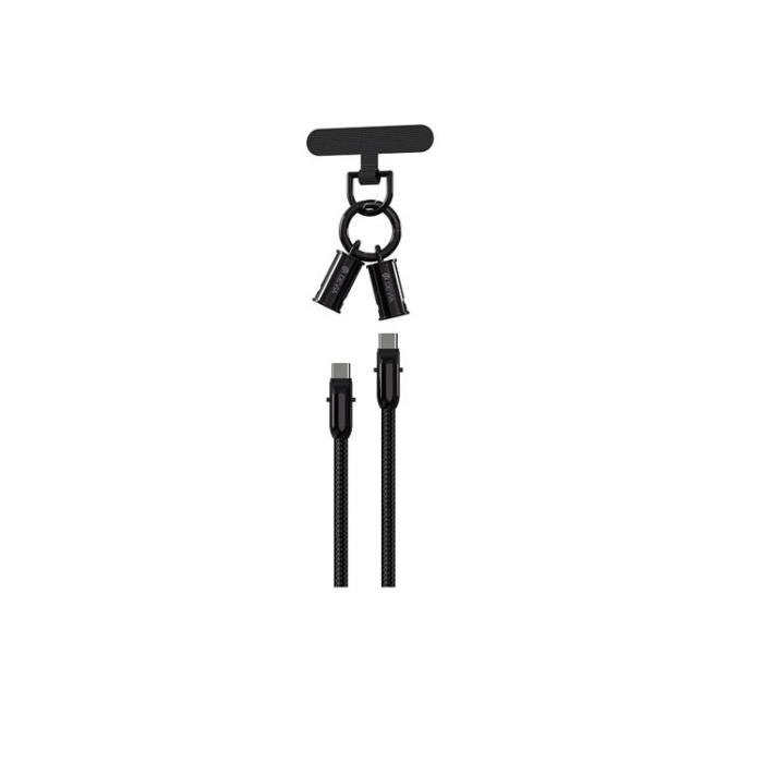 Devia - Devia 2in1 USB-C till USB-C Kabel 60W 0.3m Lanyard - Svart