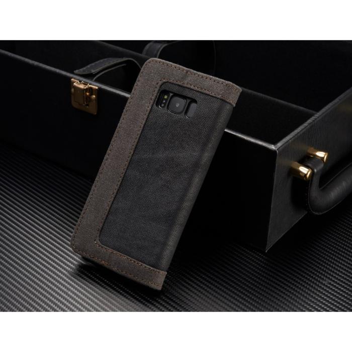 Caseme - Caseme Canvas Plånboksfodral Samsung Galaxy S8 Plus - Svart