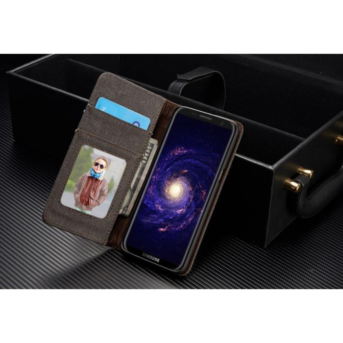 Caseme - Caseme Canvas Plånboksfodral Samsung Galaxy S8 Plus - Svart