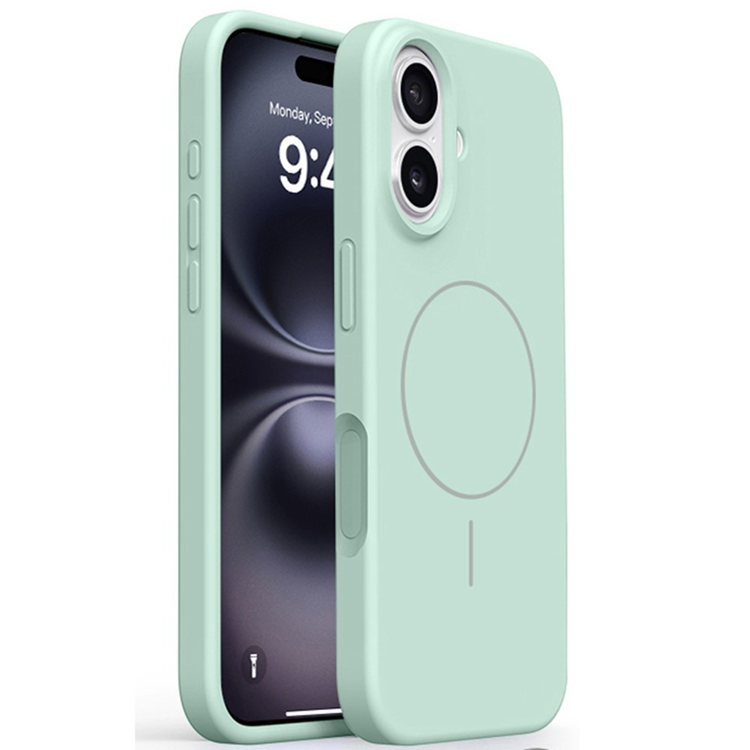 iPhone 16 Mobilskal MagSafe Liquid Silikon Microfiber Lining - Ljusgrön | 2353 | AlltMobil