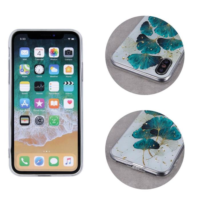 OEM - Guldglamourskal till Samsung Galaxy A55 5G med löv