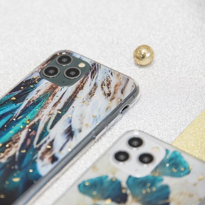 OEM - Guldglamourskal till Samsung Galaxy A55 5G med löv