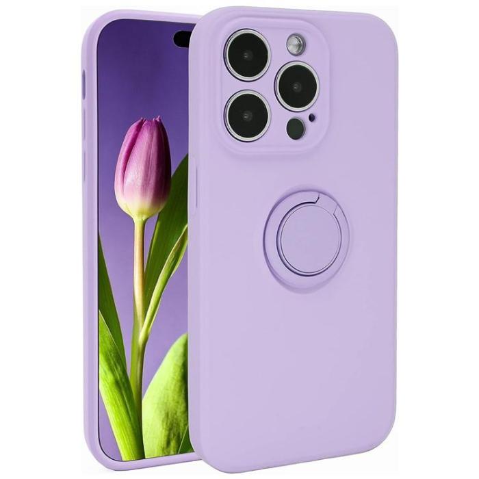 OEM - iPhone 15 Pro Max Mobilskal Ringhållare Liquid Silikon - Ljuslila