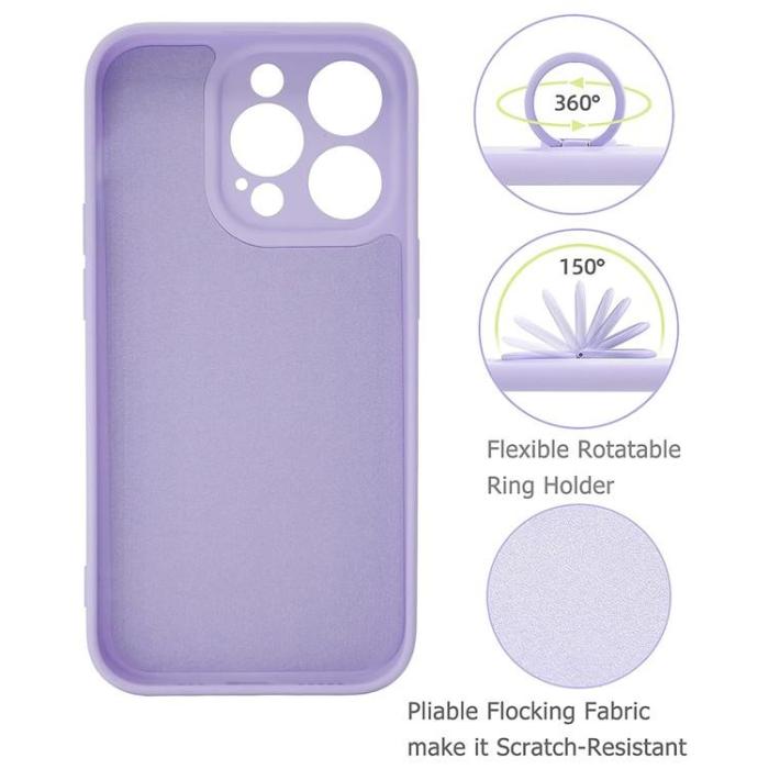 OEM - iPhone 15 Pro Max Mobilskal Ringhållare Liquid Silikon - Ljuslila