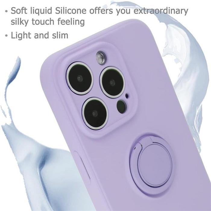OEM - iPhone 15 Pro Max Mobilskal Ringhållare Liquid Silikon - Ljuslila