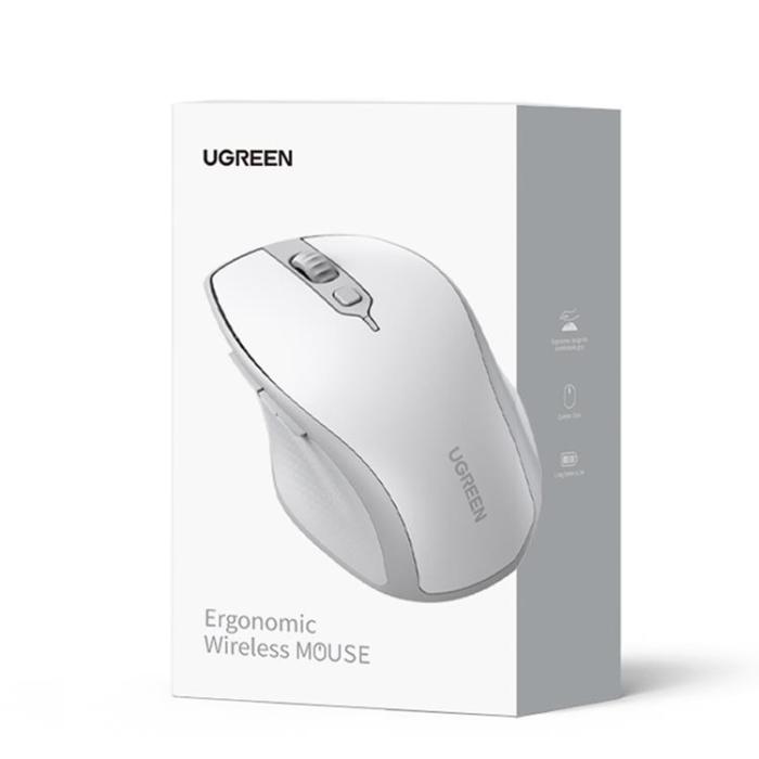 Ugreen - Ugreen Ergonomisk Trådlös Mus Bluetooth 2.4 GHz - Vit