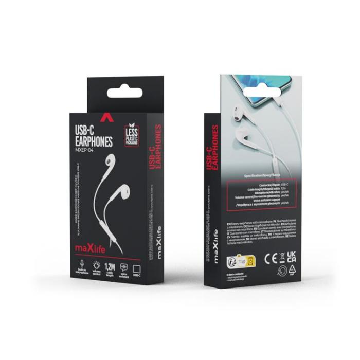 Maxlife - Maxlife In-Ear Trådbundna Hörlurar USB-C MXEP-04 - Vit
