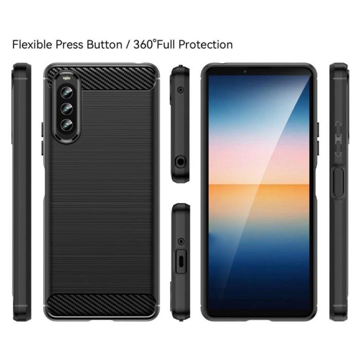 OEM - Sony Xperia 10 IV Skal Carbon Fiber - Svart