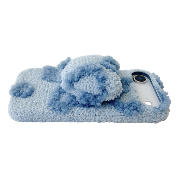 A-One Brand - iPhone Air Mobilskal 3D Heart Plush TPU Winter Warm Soft - Blå