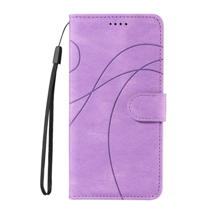 OEM - Samsung Galaxy A37 Plånboksfodral Konstläder Ställ med Kurvad Linje - Lila