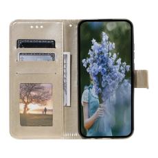 OEM - Samsung Galaxy A37 Pl&aring;nboksfodral Konstl&auml;der Med Handledsrem - Guld