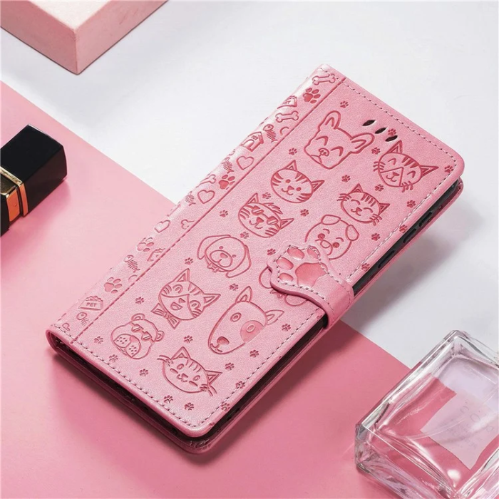 A-One Brand - Google Pixel 10/10 Pro Plånboksfodral Cat Dog Pattern - Rosa