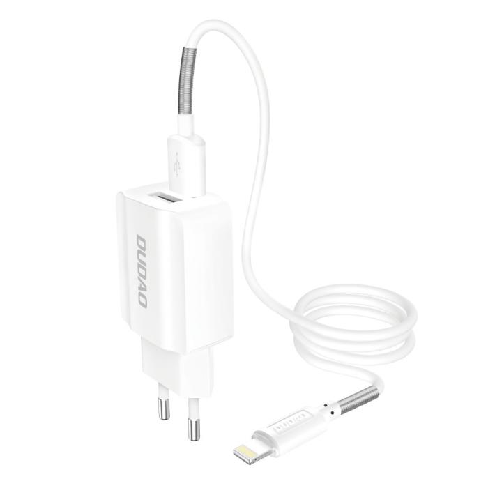 Dudao - Dudao Väggladdare USB EU + Lightning Kabel - Vit