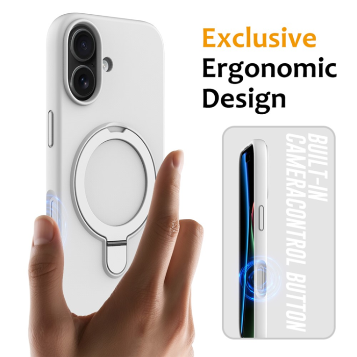 A-One Brand - iPhone 17 Mobiskal MagSafe Kickstand PC + Silikon - Vit