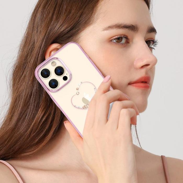 Kingxbar - Kingxbar iPhone 14 Plus Skal Wish - Rosa Crystals