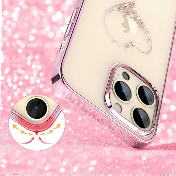 Kingxbar - Kingxbar iPhone 14 Plus Skal Wish - Rosa Crystals