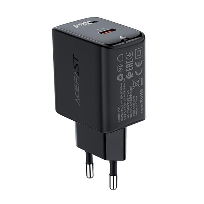 Acefast - Acefast GaN Väggladdare USB-C 30W - Svart