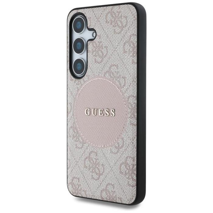 Guess - Guess Galaxy S25 Mobilskal MagSafe Round Patch Classic Logo - Rosa