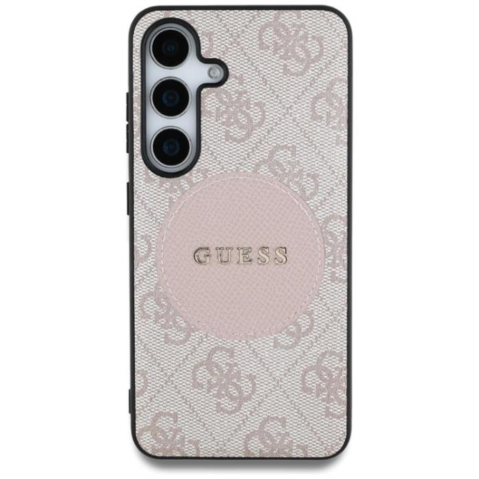 Guess - Guess Galaxy S25 Mobilskal MagSafe Round Patch Classic Logo - Rosa