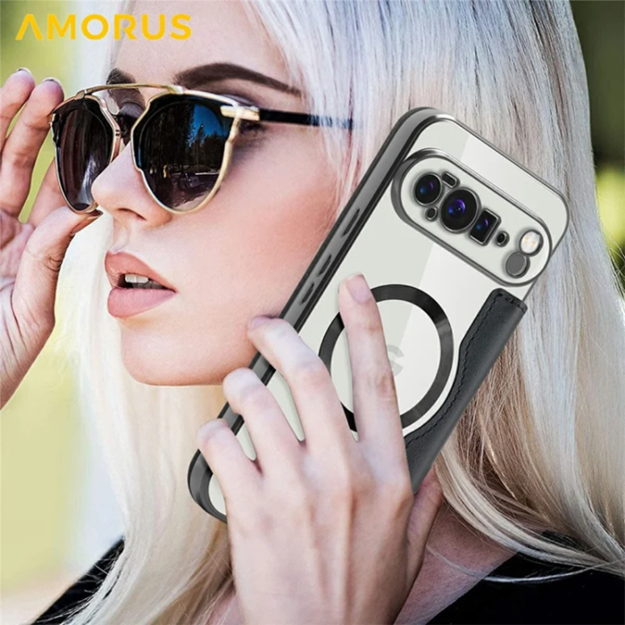 AMORUS - AMORUS Google Pixel 10 Pro XL Plånboksfodral Magsafe RFID - Svart