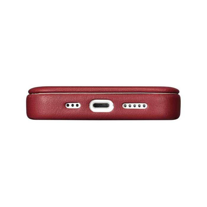 ICARER - iCarer iPhone 14 Plus Plånboksfodral Magsafe CE Läder - Röd
