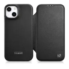 ICARER - iCarer iPhone 14 Plus Pl&aring;nboksfodral Magsafe CE L&auml;der - Svart