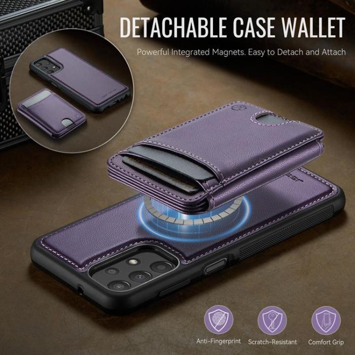 OEM - JEEHOOD Samsung Galaxy A13 4G/5G Mobilskal Konstläder med Kortfack - Lila