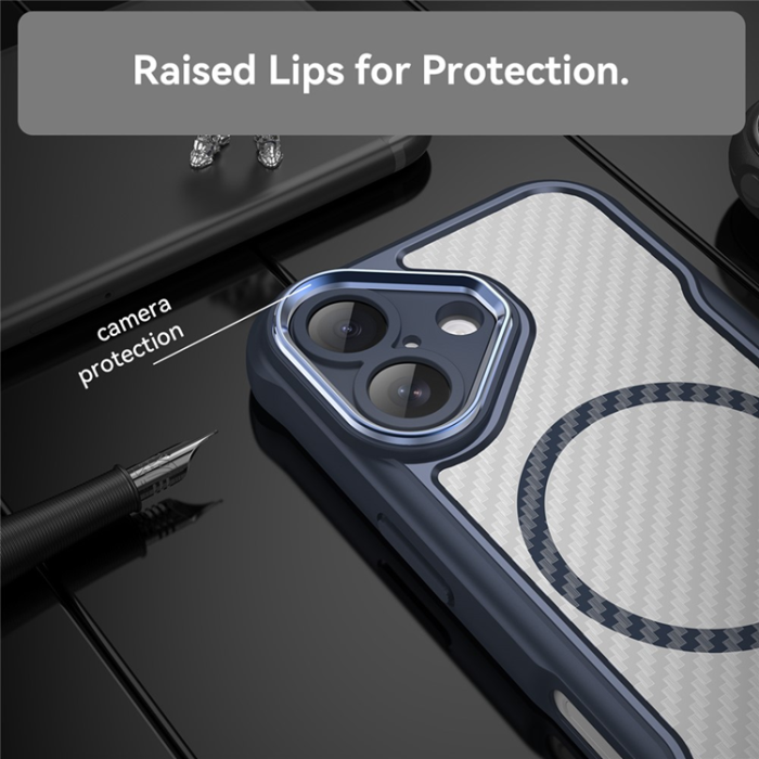 A-One Brand - iPhone 17 Mobilskal MagSafe Carbon Fiber - Blå