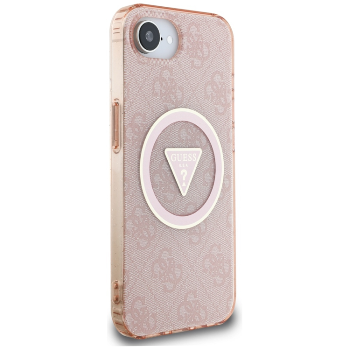 Guess - Guess iPhone 16e Mobilskal Magsafe Metal Glitter - Rosa