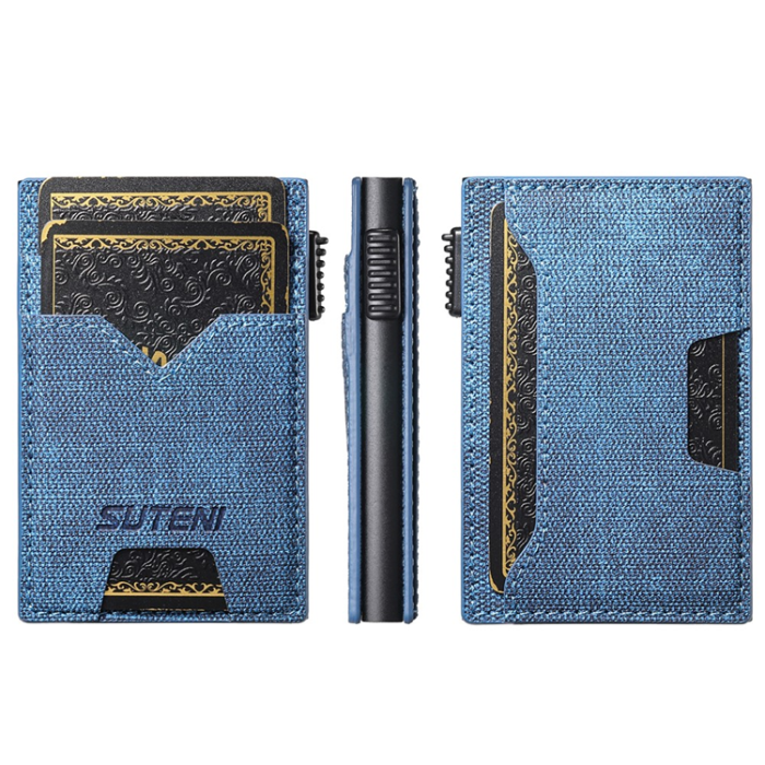 SUTENI - SUTENI Korthållare Automatiskt Pop-Up Double-Sided Jeans Texture