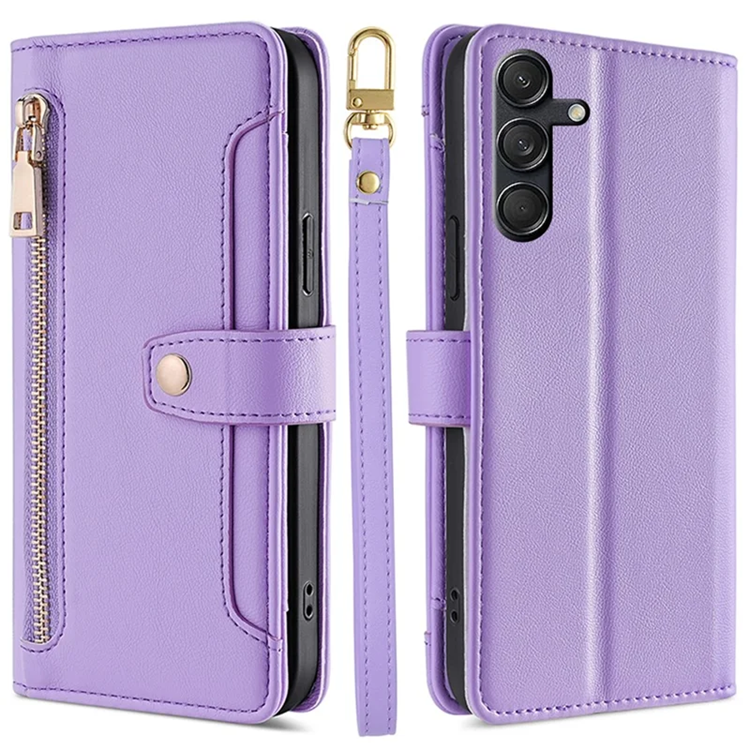 Galaxy M55 5G Konstläder Plånboksfodral med 2 Rem - Lila (Lila) | 2353 | AlltMobil
