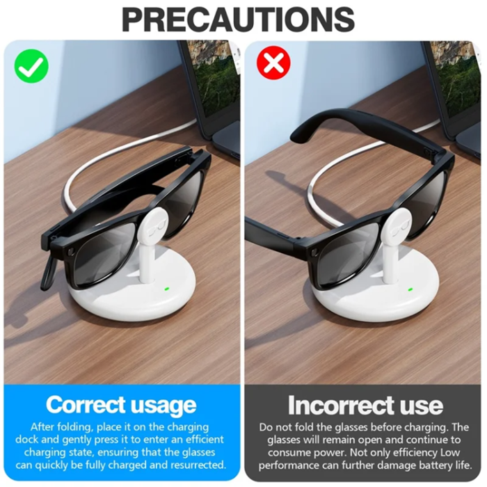A-One Brand - Laddningsställ AR Smart Glasögon För Ray-Ban Meta - Vit