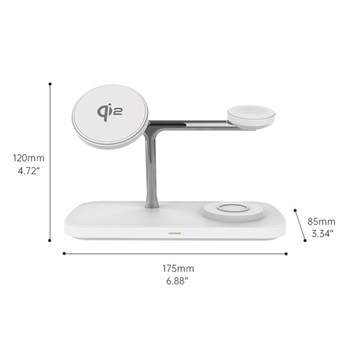 OEM - Qi2 MagSafe Trådlös Laddare iPhone, Apple Watch, Airpods T255 - Vit
