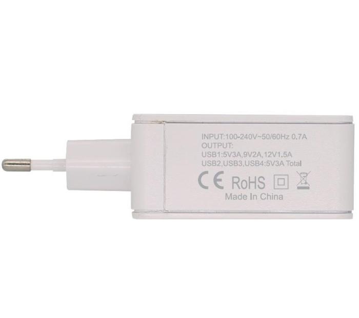 Rebeltec - Rebeltec Väggladdare 4x USB QC 3.0 H410 Turbo - Vit