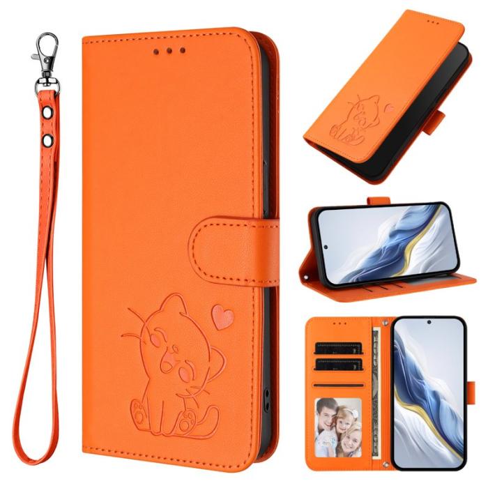 OEM - Love Cat Samsung Galaxy A57 Plånboksfodral Konstläder - Orange