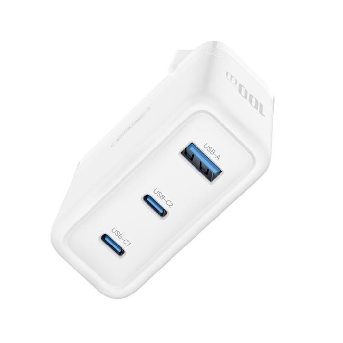 XO - XO Snabbladdare 100W USB-A - 2x USB-C CE35 PD - Vit