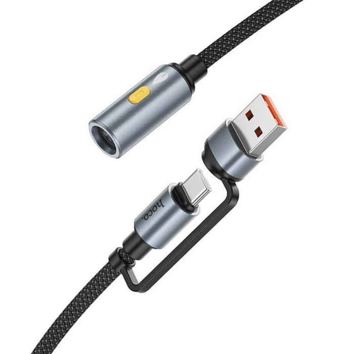 Hoco - Hoco Cigarettändare Till USB-A/USB-C Kabel Adapter 0.3m UA38B - Svart