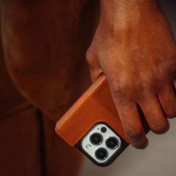 Krusell - Krusell iPhone 13 Mini Plånboksfodral Äkta Läder - Cognac