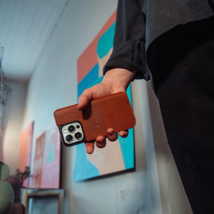 Krusell - Krusell iPhone 13 Mini Plånboksfodral Äkta Läder - Cognac