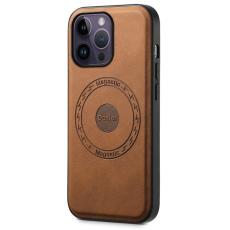 DENIOR - DENIOR A11 Mobilskal till iPhone 14 Pro Retro PU+PC+TPU Chockresistent - Brun
