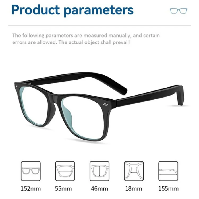 OEM - Anti-Blue-Ray Smart Glasögon Bluetooth G05-C - Svart