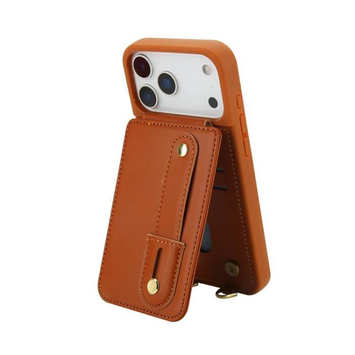 A-One Brand - iPhone 17 Pro Max Mobilskal korthållare Med Axelrem - Brun