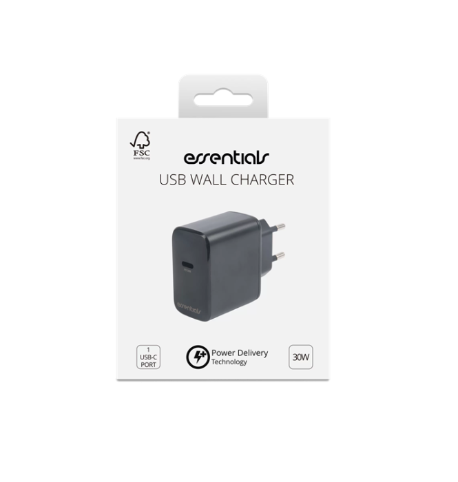 UTGATT1 - Essentials Väggladdare USB-C PD 30W - Svart