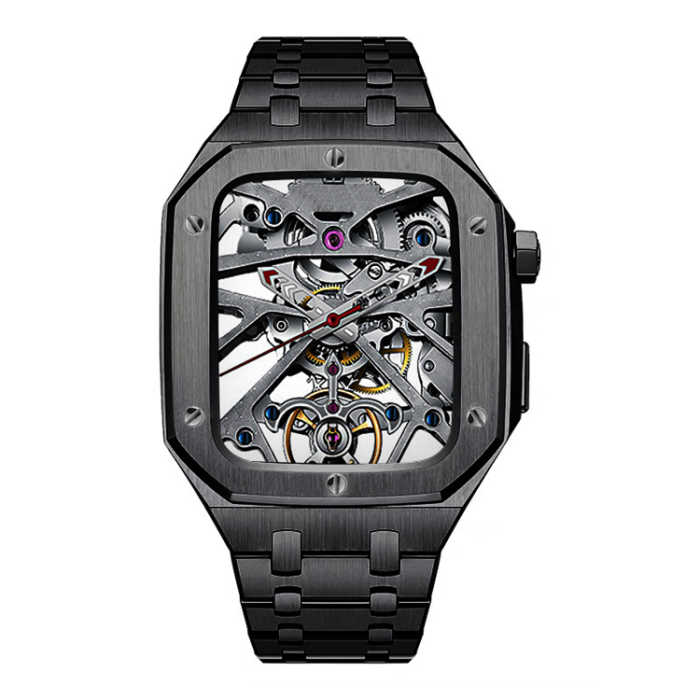 A-One Brand - Apple Watch 4/5/6/7/8/SE (44/45mm) Luxury Band Armor Stainless Steel - Svart